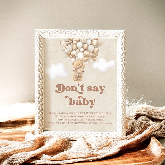 Teddy Bear Balloon Neutral Dont Say Baby spel Poster