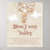 Teddy Bear Balloon Neutral Dont Say Baby spel Poster (Voorkant)