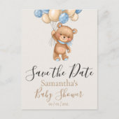 Teddy Bear Balloon Opslaan Datum Briefkaart (Voorkant)