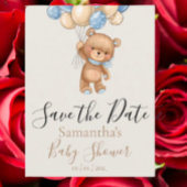 Teddy Bear Balloon Opslaan Datum Briefkaart