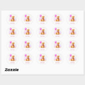 Teddy Bear Balloon Pastel Roze Bruin Baby shower Ronde Sticker (Vel)