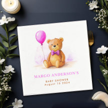 Teddy Bear Balloon Pastel Roze Bruin Baby shower