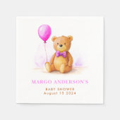 Teddy Bear Balloon Pastel Roze Bruin Baby shower Servet (Voorkant)