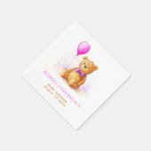 Teddy Bear Balloon Pastel Roze Bruin Baby shower Servet (Hoek)
