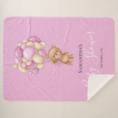 Teddy Bear Balloon PINK Sherpa Blanket Deken (Voorkant (horizontaal))