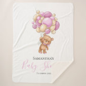 Teddy Bear Balloon PINK Sherpa Deken (Voorkant)