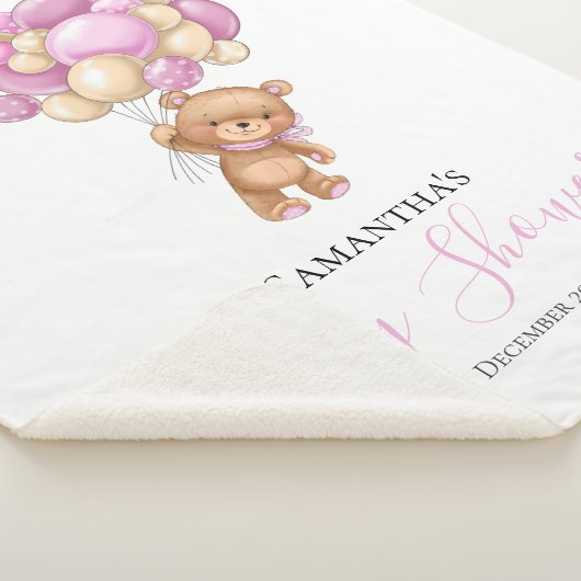 Teddy Bear Balloon PINK Sherpa Deken (3/4)