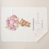 Teddy Bear Balloon PINK Sherpa Deken (Voorkant (horizontaal))
