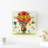 Teddy Bear Balloon Ride Vierkante Klok (Huis)