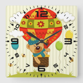 Teddy Bear Balloon Ride Vierkante Klok