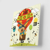 Teddy Bear Balloon Ride Vierkante Klok (Hoek)