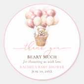 Teddy Bear Balloon Roze Baby shower Bedankt Ronde Sticker (Voorkant)