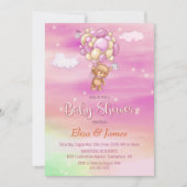 Teddy Bear Balloon Roze Baby shower Kaart (Voorkant)