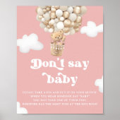 Teddy Bear Balloon Roze Dont Say Baby Spel Poster (Voorkant)