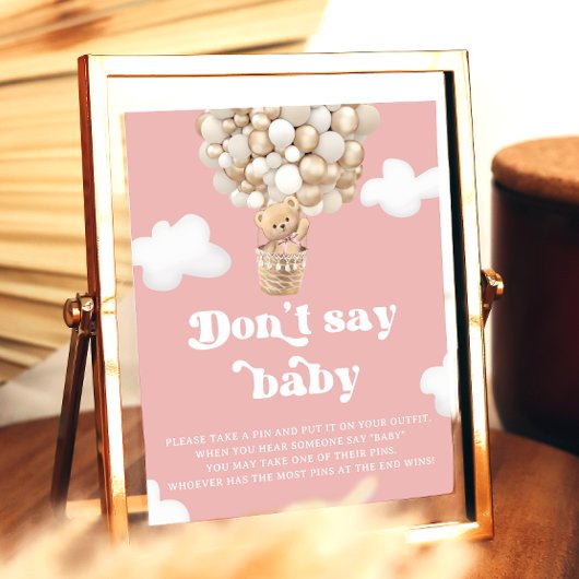 Teddy Bear Balloon Roze Dont Say Baby Spel Poster