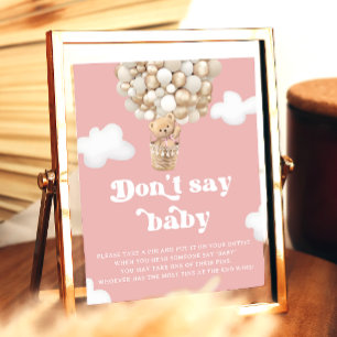 Teddy Bear Balloon Roze Dont Say Baby Spel Poster