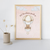 Teddy Bear Balloon Schattige Roze Kwekerij Art Pri Poster