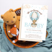 Teddy Bear Balloon Star Barly Wait Baby shower Kaart