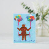 Teddy Bear Balloon Swing Verjaardag Nodig Briefkaa Uitnodiging Briefkaart (Staand voorkant)