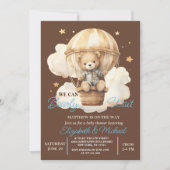 Teddy Bear Balloon Thema Baby shower Uitnodiging (Voorkant)