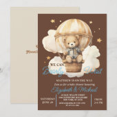 Teddy Bear Balloon Thema Baby shower Uitnodiging (Voorkant / Achterkant)