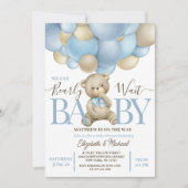 Teddy Bear Balloon Thema Baby shower Uitnodiging (Voorkant)
