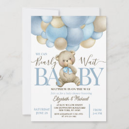 Teddy Bear Balloon Thema Baby shower Uitnodiging