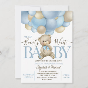 Teddy Bear Balloon Thema Baby shower Uitnodiging