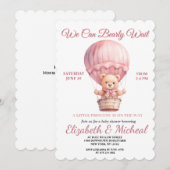 Teddy Bear Balloon Theme Baby Shower Invitation Kaart (Voorkant / Achterkant)