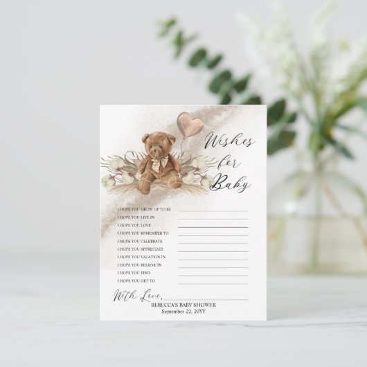 Teddy Bear Balloon wenst Baby (Staand voorkant)