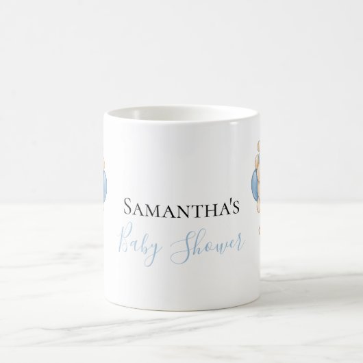 Teddy Bear Balloon White Blue Coffee Mok (Center)