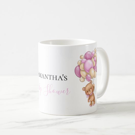 Teddy Bear Balloon White Pink Coffee Mok (Voorkant rechts)