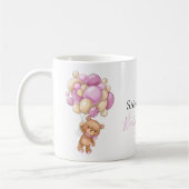 Teddy Bear Balloon White Pink Coffee Mok (Links)