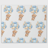 Teddy Bear Balloon Wrapping Paper Cadeaupapier (Vlak)