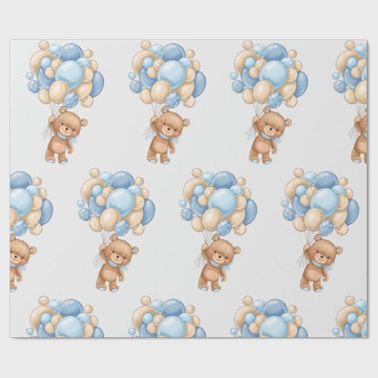 Teddy Bear Balloon Wrapping Paper Cadeaupapier (Vlak)