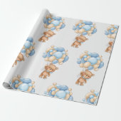 Teddy Bear Balloon Wrapping Paper Cadeaupapier (Uitgerold)