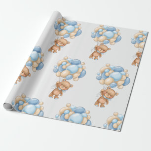 Teddy Bear Balloon Wrapping Paper Cadeaupapier
