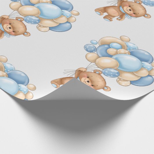 Teddy Bear Balloon Wrapping Paper Cadeaupapier (Hoek)