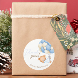 Teddy Bear Balloons Baby Boy Shower Dank u Ronde Sticker
