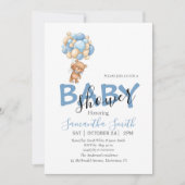 Teddy Bear Balloons Baby shower Aankondiging (Voorkant)