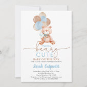 Teddy Bear Balloons Baby shower Boy Kaart (Voorkant)