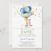 Teddy Bear Balloons Baby shower Boy Kaart (Voorkant)