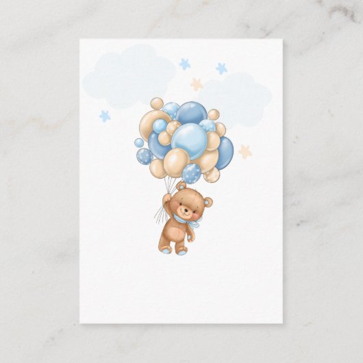 Teddy Bear Balloons Baby shower Diaper Raffle Informatiekaartje (Achterkant)