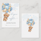 Teddy Bear Balloons Baby shower Diaper Raffle Informatiekaartje (Voorkant / Achterkant)