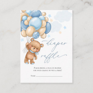 Teddy Bear Balloons Baby shower Diaper Raffle Informatiekaartje