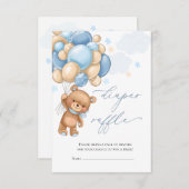 Teddy Bear Balloons Baby shower Diaper Raffle Notitiekaartje (Voorkant / Achterkant)