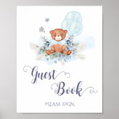 Teddy Bear Balloons Baby shower Gastenboek Poster (Voorkant)