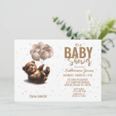 Teddy Bear Balloons Baby Shower Gender Neutral Kaart (Staand voorkant)