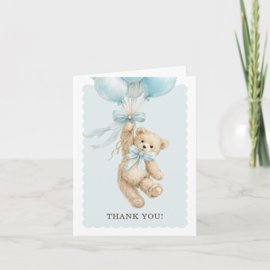 Teddy Bear Balloons Baby Shower Thank You Cards Kaart (Voorkant)
