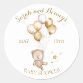 Teddy Bear Balloons Baby shower voor verdamping Ronde Sticker (Voorkant)